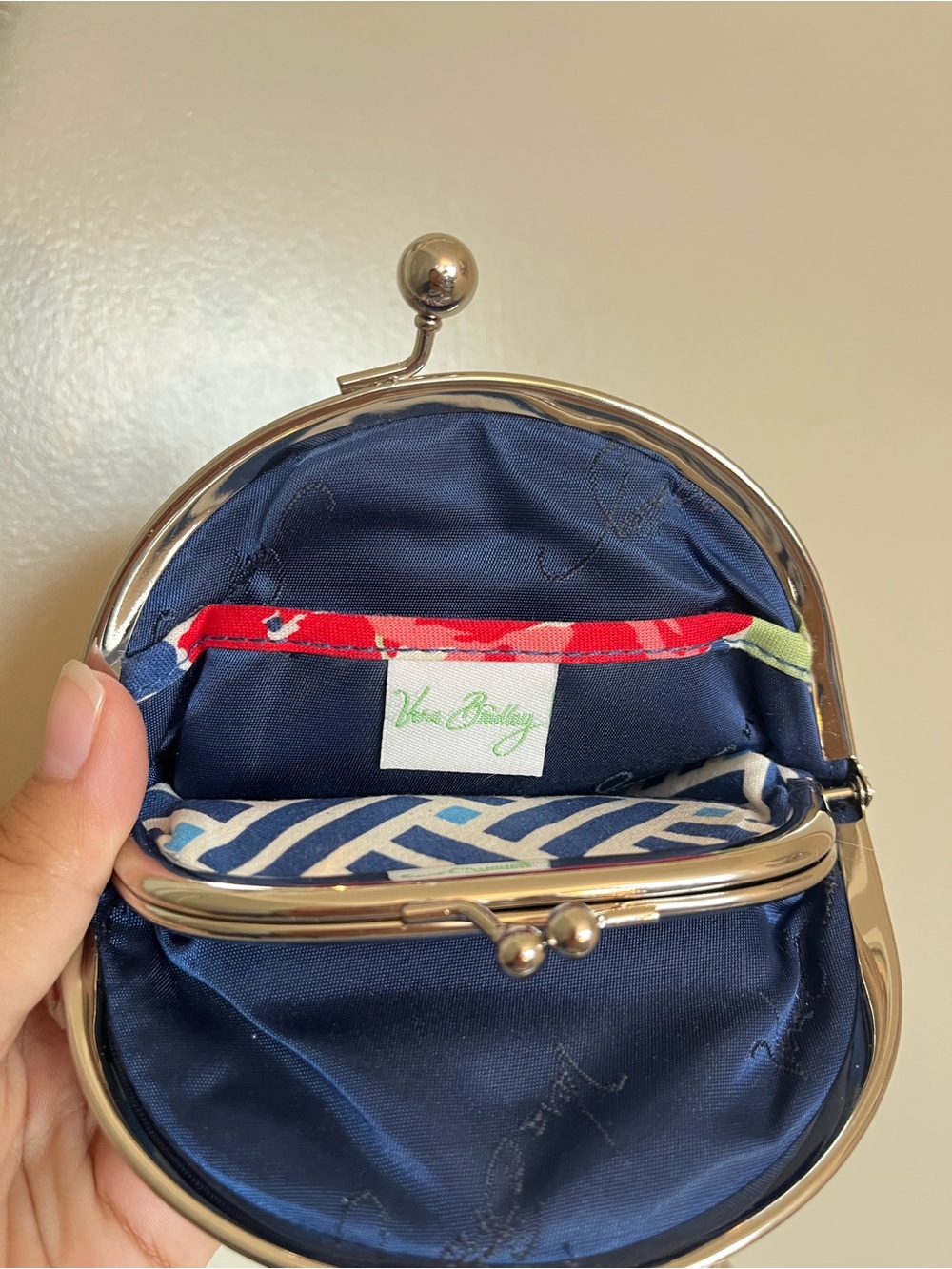 Brighton Floral Quilted Kiss-Lock Coin Purse - Navy, Red, Pink, Green - Picture 4 of 5